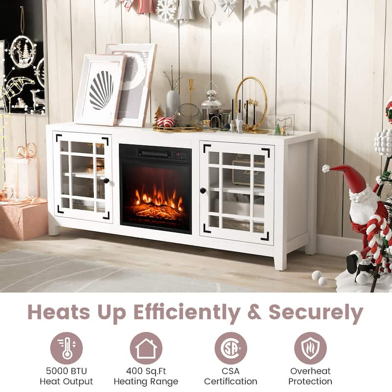 Costway 58 Inches Fireplace TV Stand for TVs up to 65 Inches with - 58'' x 16'' x 25''