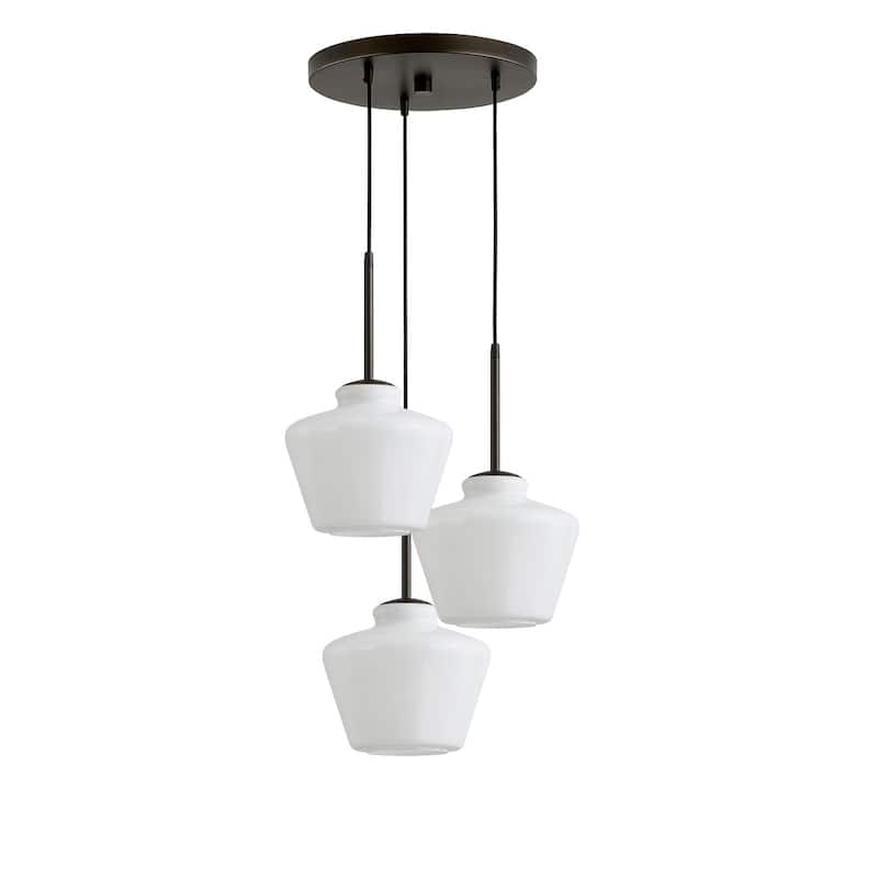 Cafe 3-Lights Designer Glass Pendant Lamp - DarkBronze/WhiteShade