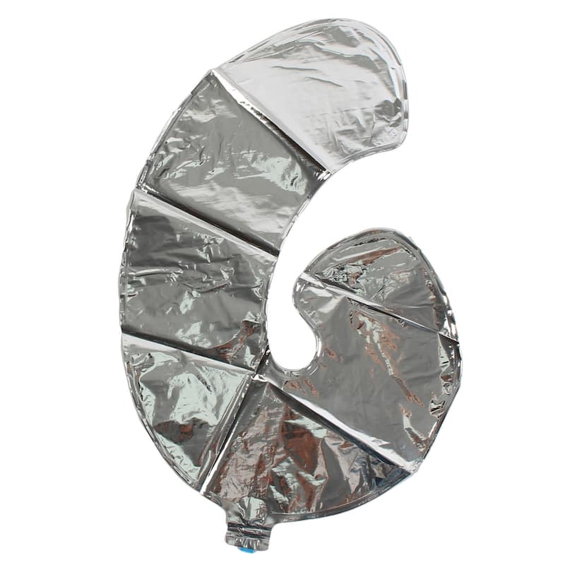 Foil Number 6 Shape Helium Balloon Birthday Wedding Party Decor Silver Tone 16" - 16" Number 2 Silver Tone - Number 5