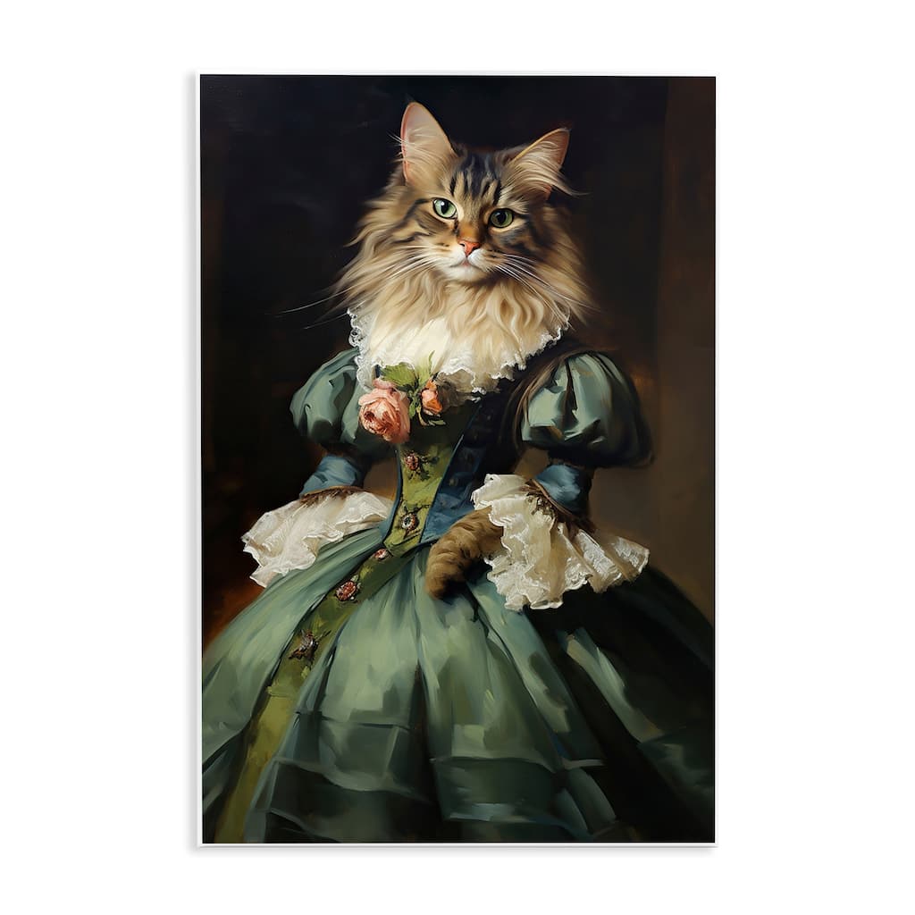 Stupell Cat in Elegant Dress Wall Plaque Art Design By Wumples
