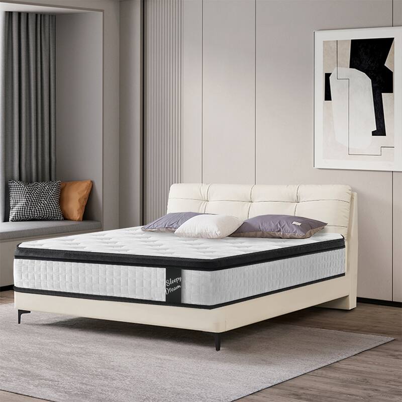 GDFStudio - Mireille 12 Inch Memory Foam Euro-Top Mattress with Reinforced Pocket Springs - White - King - Medium