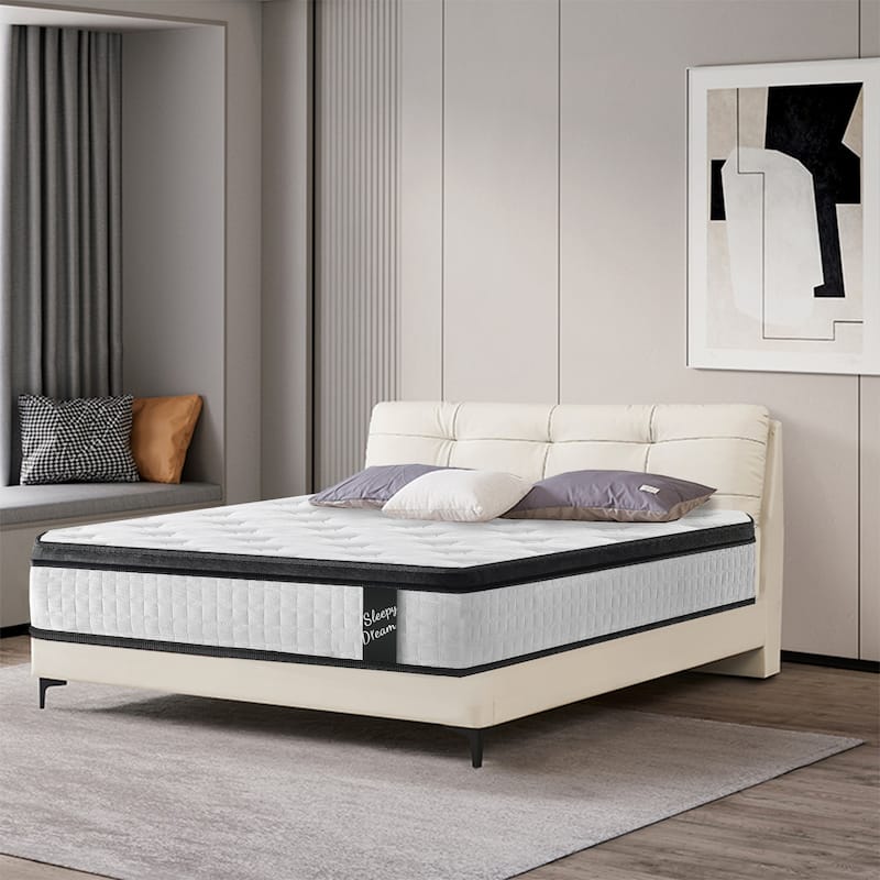 Homy Casa 12 Inch Queen Hybrid Mattress, Pocket Spring & Memory Foam