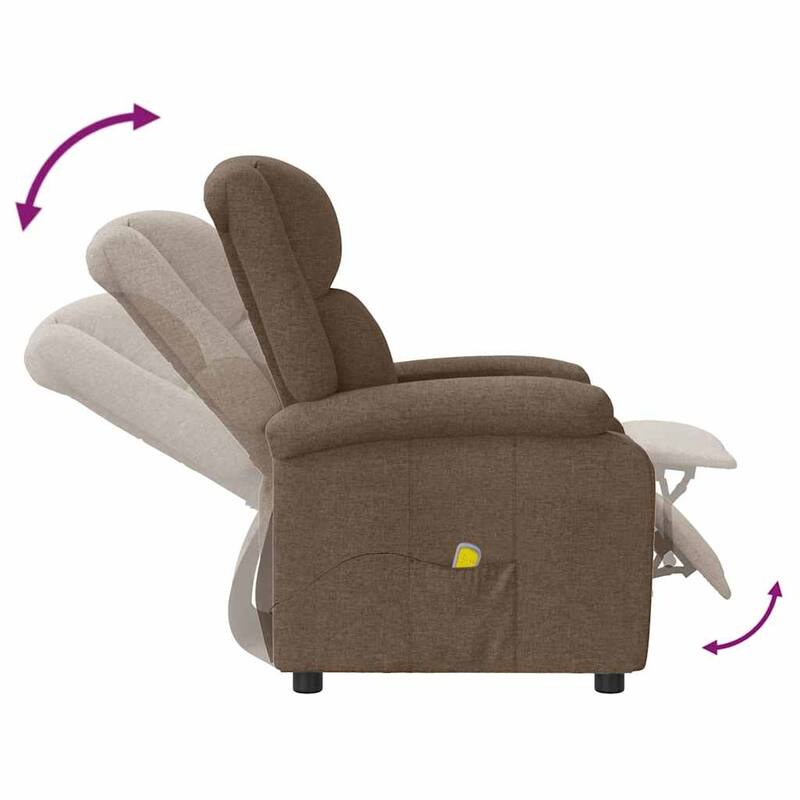vidaXL Massage Chair Brown Fabric - 71 x 92 x 96 cm