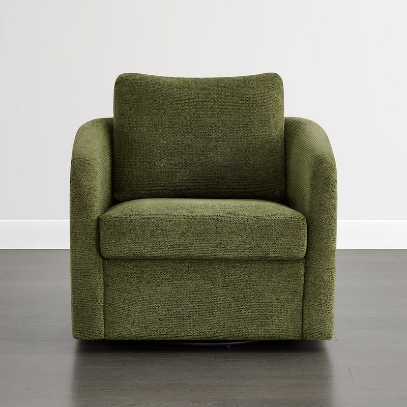 Spruce & Spring Modern Upholstered Swivel Barrel Accent Chair with Ottoman & Removable Slipcover