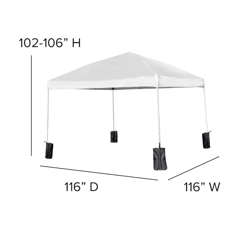 10'x10' Pop Up Straight Leg Canopy Tent With Sandbags and Wheeled Case - 10x10