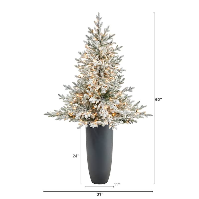 5Ft Fraser Fir Christmas Tree with Warm White Lights - Holiday Decor & Festive Home Accent - Gray - 60