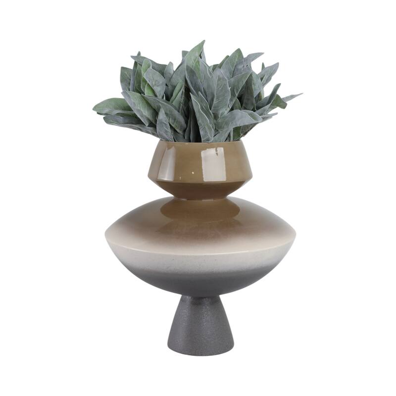 Pottery Vase Artesa Geometric Pedestal Form Handmade Flared Neck