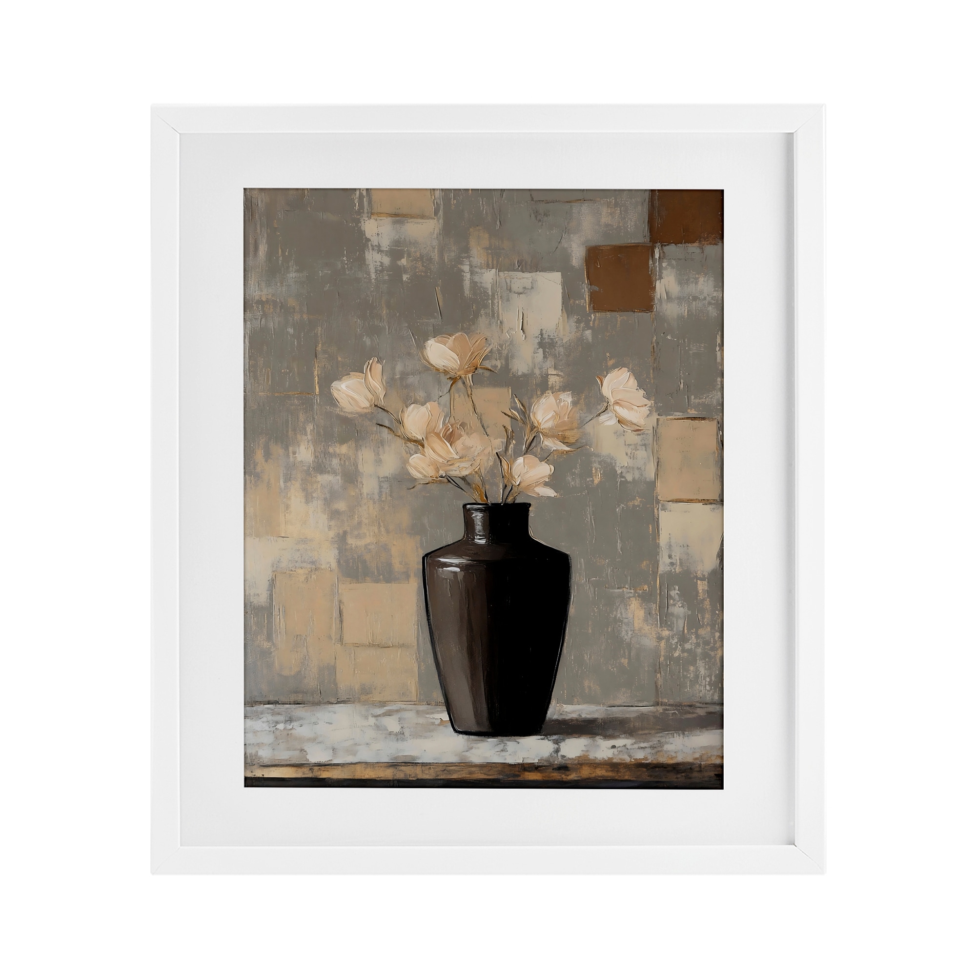 Stupell Modern Black Vase & Flowers Under Glass Framed Design By Franklyn Gregory