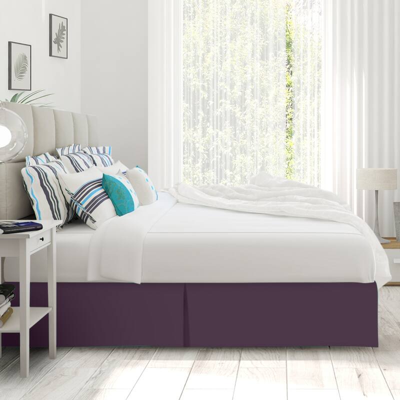 Clara Clark Pleated Bed Skirt-14 inch Tailored Drop - Soft Double Brushed Premium Microfiber Ruffle Bed Skirt - Includes 8 Pins