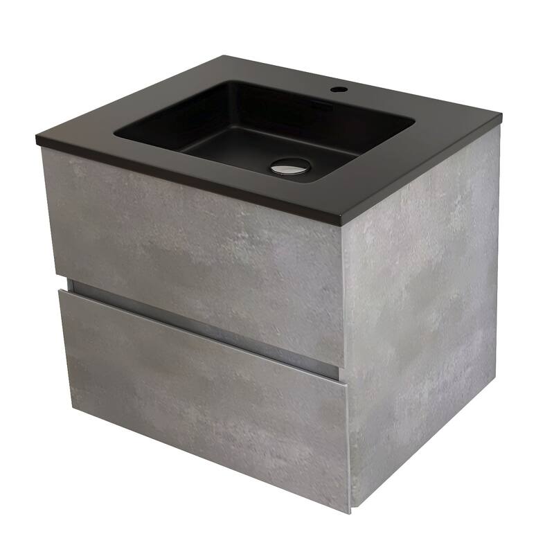 24 in./30 in./36 in. Wall-Mounted 2-drawer Bathroom Vanity Set in Cement Grey with Integrated Solid Surface Sink