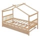 preview thumbnail 4 of 10, Whimsical Twin House Bed with Trundle - Safe Pine Frame