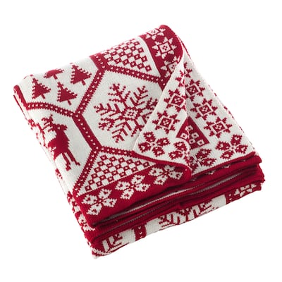Sevan Collection Christmas Design Knitted Throw Blanket