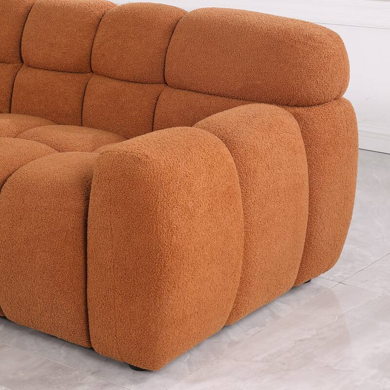2-Pieces Boucle 5-Seat Sofa Set (3-Seater + Loveseat) with Marshmallow Cushions & Ergonomic Design