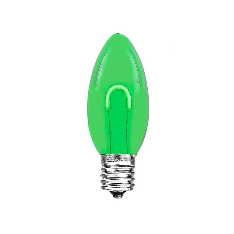 25 Pack C9 LED Outdoor Christmas Replacement Bulbs, Warm White, C9/E17 Base - Green