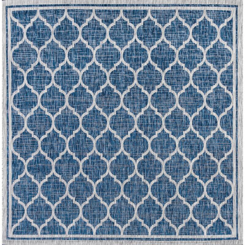 JONATHAN Y Zinnia Textured Weave Indoor/Outdoor Area Rug - 5' Square - Navy/Gray
