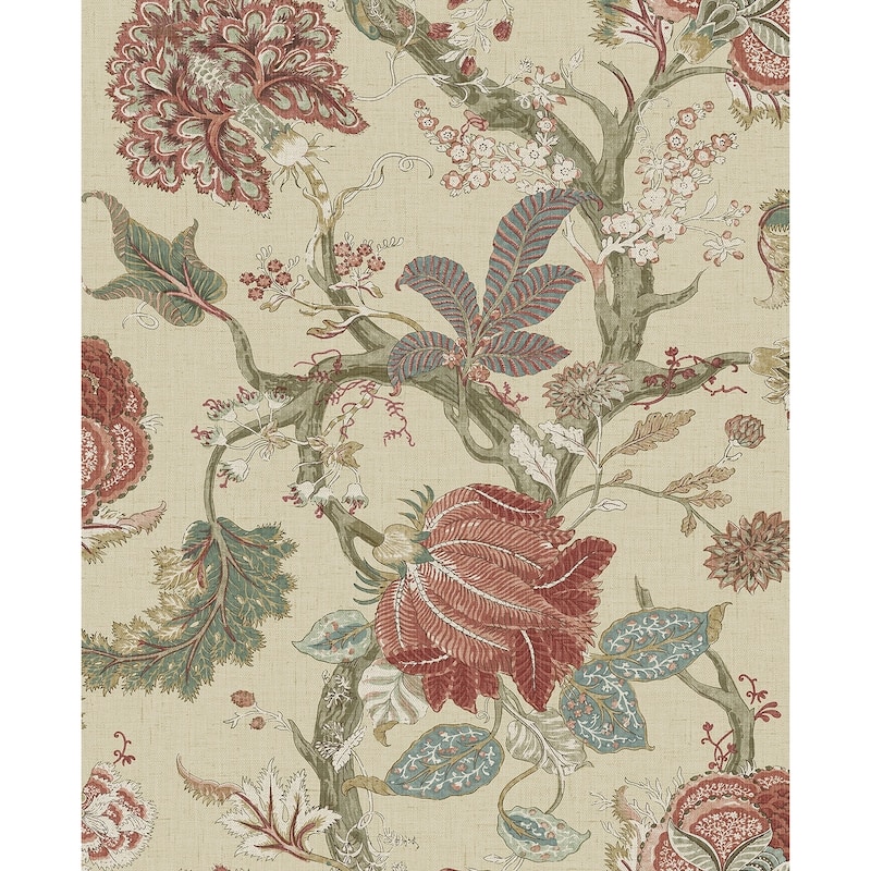 Harry & Grace Jacobean Trail Premium Matte Non-Woven Peel and Stick Wallpaper - 20.5 in. W x 18 ft. L - Pine & Rosewood