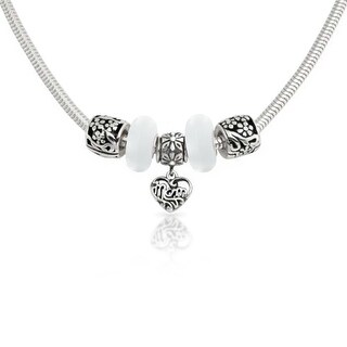 Solid 925 Sterling Silver Two Sided Flower Charm Bead for European Snake Chain Bracelets
