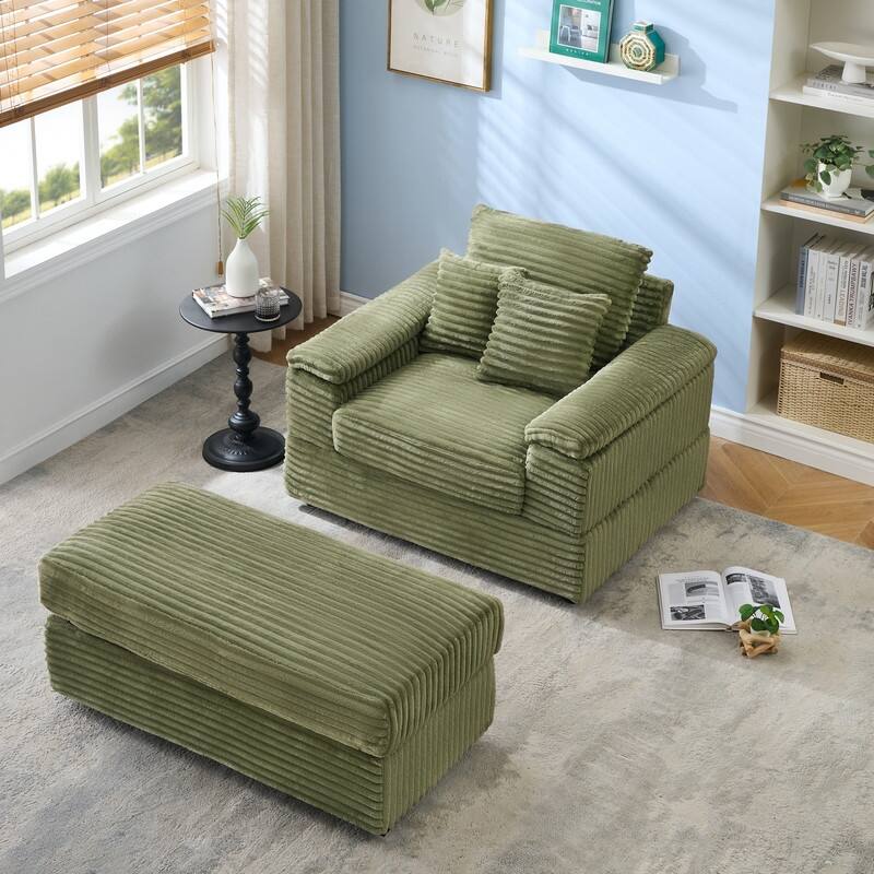 Corduroy Single Sofa+Ottoman, Cup Seats and No Cup Seats