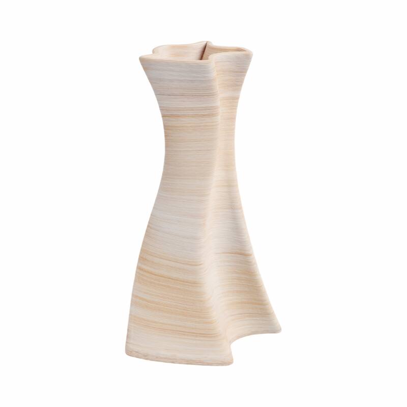 Decorative Vase - Tan Porcelain 3D Printed Textured