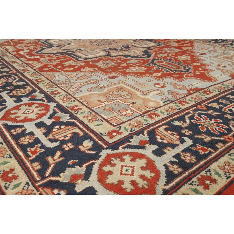 Hand Knotted Oriental 100% Wool Carpet Traditional Medallion Red Heriz (serapi) Area Rug - 11' 10'' X 8' 11''