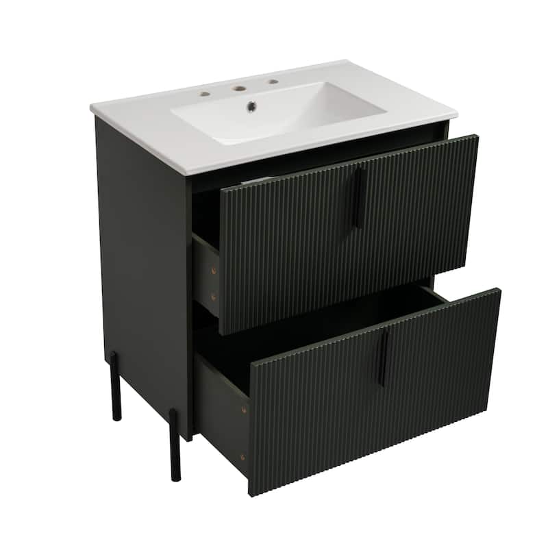 Bathroom Vanity with Ceramic Sink and Drawers