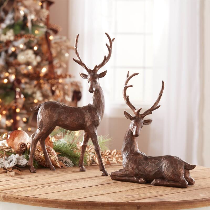 Winter Deer Figurine (Set of 2) - N/A