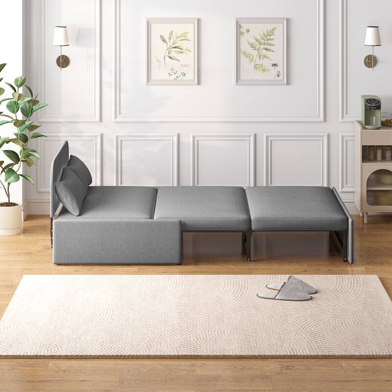 Mixoy Linen 2-in-1 Convertible Sofa Bed,Twin/Queen Pull Out Sleeper Sofa with Mattress,Cushions