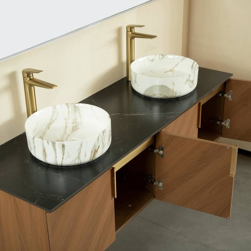 Wall Mounted Bathroom Vanity with Sintered Stone Countertop and Sink