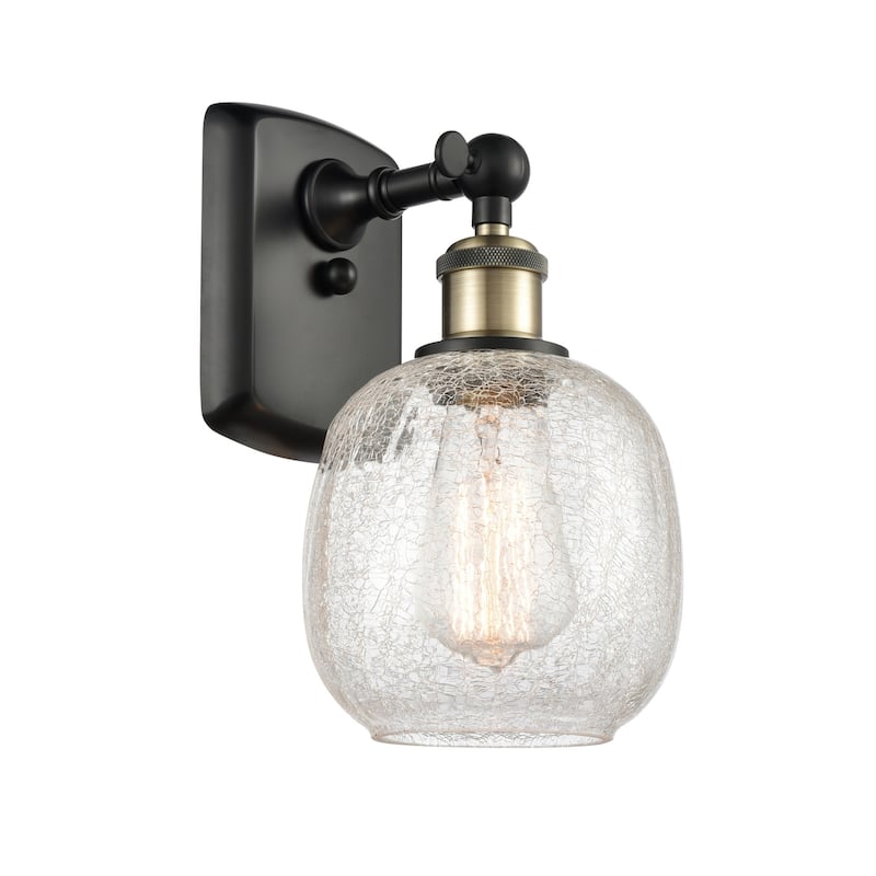 Innovations Lighting 516-1W-11-6 Belfast Sconce Belfast 11" Tall Wall - Black Antique Brass / Clear Crackle