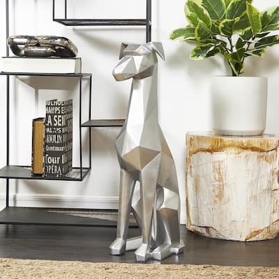 Silver, Gold or Black Polystone Cubist Dog Decorative Sculpture