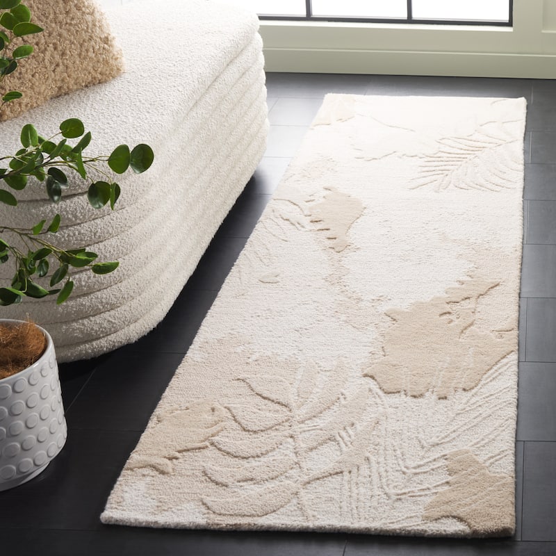 SAFAVIEH Handmade Mykonos Matthissa Modern & Contemporary Wool Rug - 2'3" x 8' Runner - Ivory/Beige