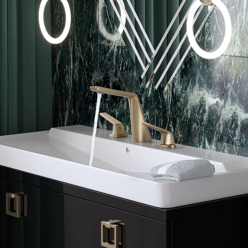 Widespread Deck Mount 2-Handle Bathroom Faucet with Pop Up Drain