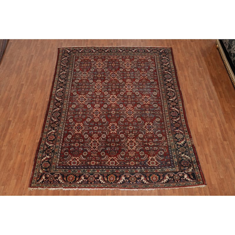 Hand Knotted Oriental 100% Wool Carpet Traditional Floral Red Mahal Area Rug - 12' 2'' X 9' 5''