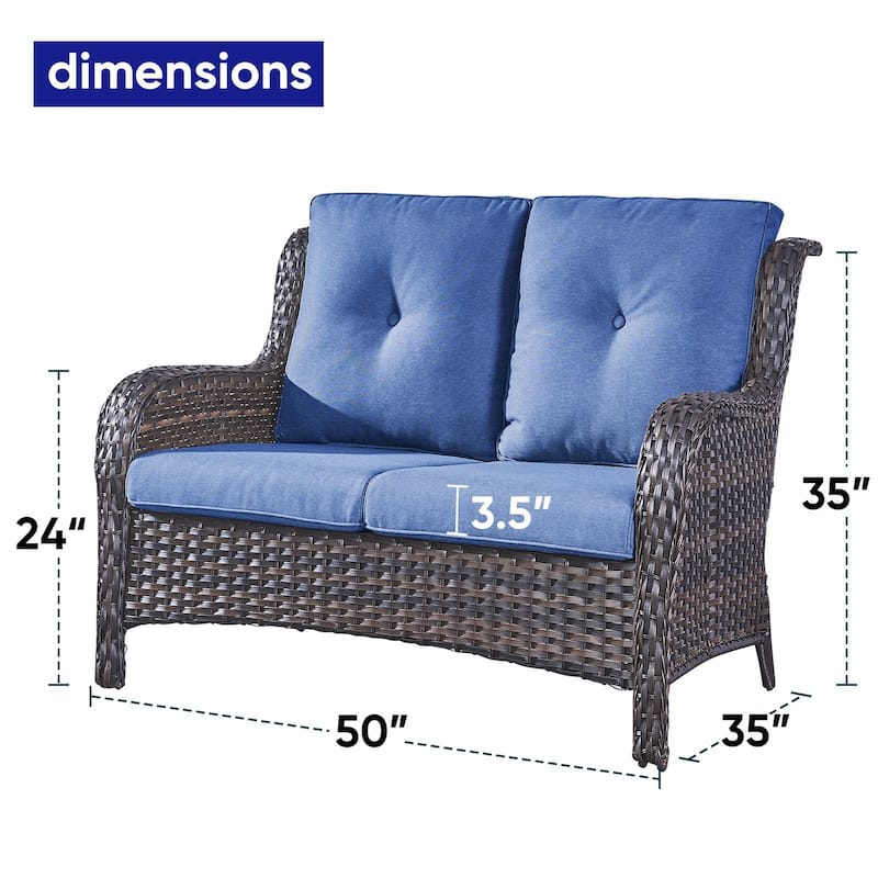 Gymojoy Stylish Patio Loveseat 2 Seat Sofa with Water-Resistant Olefin Cushions