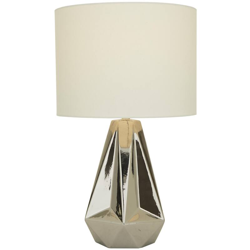 Ceramic Geometric Room Table Lamp - White, Silver, Gold, Black - CosmoLiving by Cosmopolitan - Silver