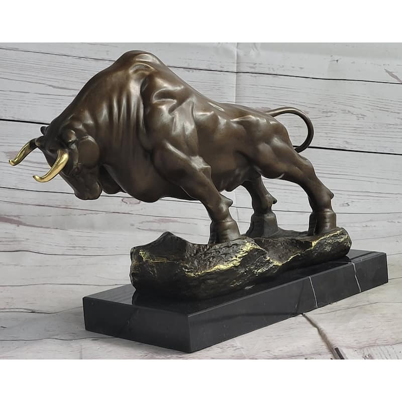 Charging Imitative Bull Bronze Metal Statue Sculpture Wall Street Stock Market Decor Original Art 10 Inches X 5 Inches