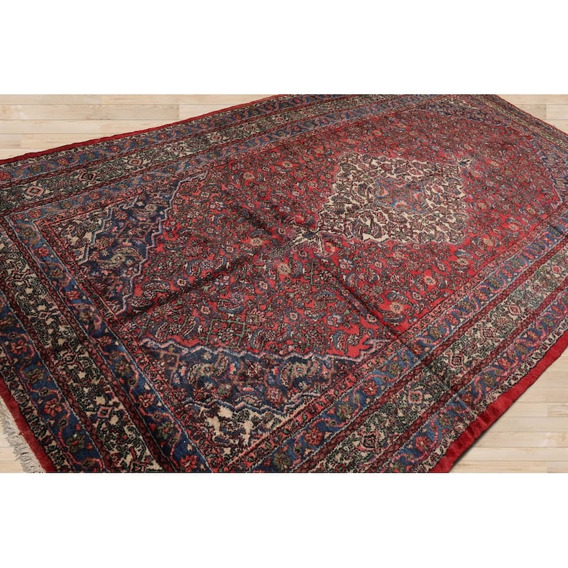 Hand Knotted Tabriz Coral Persian Wool Traditional Oriental Area Rug - 7' x 13'