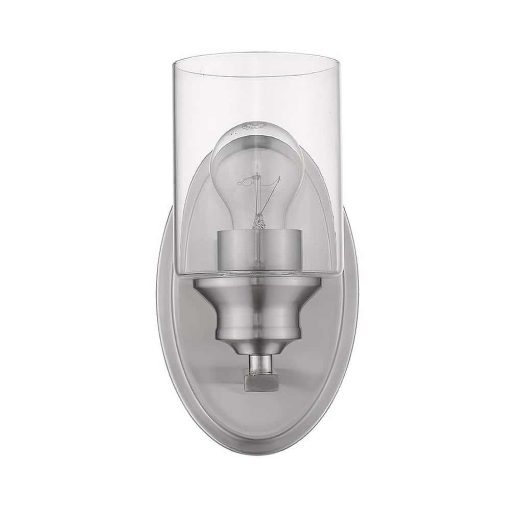 Modern Wall Sconce 1 Light with Clear Glass Shade and Steel Fixture Damp Rated Reversible Mounting - 9.25" H x 5" W x 5.75" D