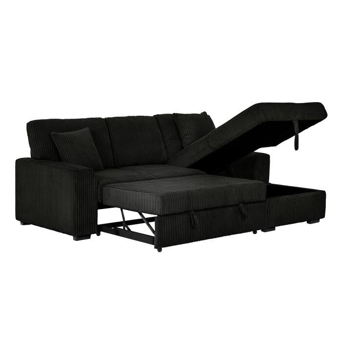 Modern Pull Out Sectional Sofa Bed with Storage, Convertible Living Room L-Shaped Couch