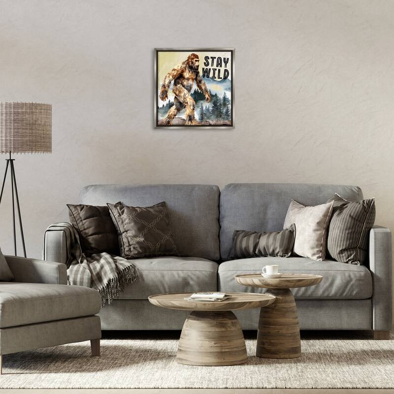 Stupell Stay Wild with Mythical Monster Framed Floater Canvas Wall Art Design By Nicole DeCamp