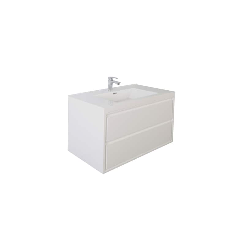 Sage 30“ wall mounted bathroom vanity with single basin acrylic top