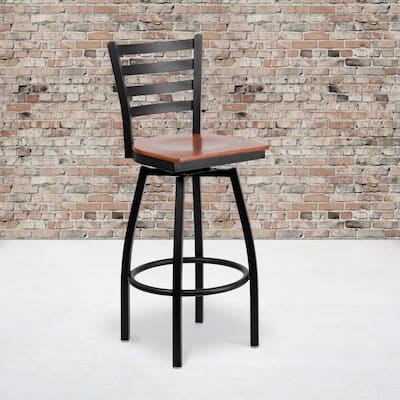 Ladder Back Swivel Metal Barstool - 16.5"W x 20.5"D x 44.5"H