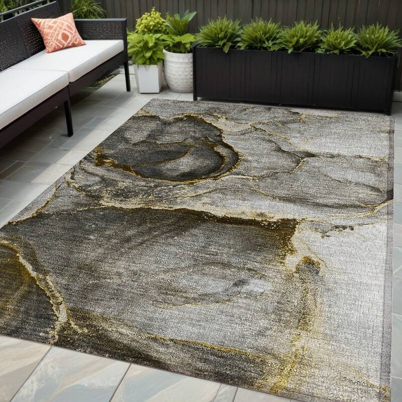 Galu Contemporary Abstract Weather Resistant Current & Stylish Outdoor Rug - 5' X 8' - Multi