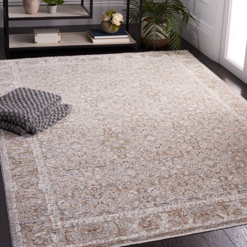 SAFAVIEH Harlow Slip Resistant Ivette Oriental Rug - 4' x 6' - Ivory Grey/Sage