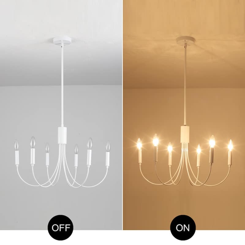 6-Light Modern Chandelier, Farmhouse Chandelier, Candle Style Chandelier for Dining Living Room Kitchen Island - 23.62"Dx8.86"H