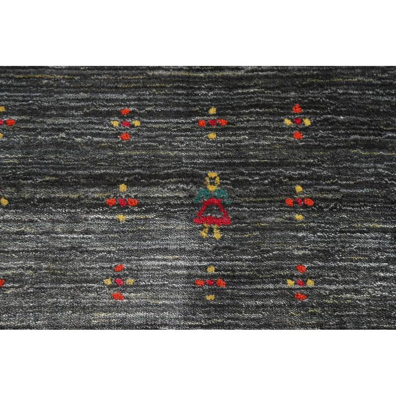 Green Gabbeh Square Area Rug Handmade Wool Carpet - 9'11"x 9'10"