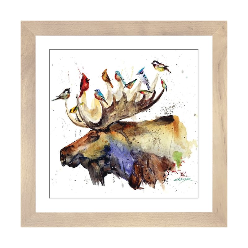 iCanvas "Moose and Birds" by Dean Crouser - Natural - 24x24x1