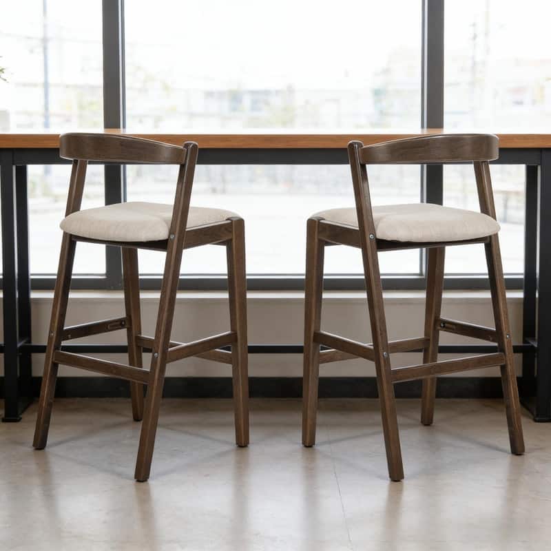 Set of 2 Indoor Rubberwood Barstools