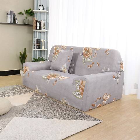 Spandex Fabric Flower Print 1-Piece Sofa Slipcover
