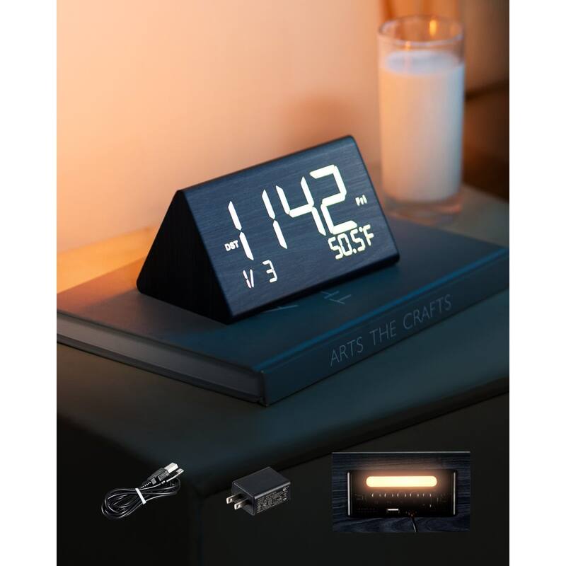 Digital Alarm Clock with Dual Alarm USB Night Light Adjustable Volume and 5 Brightness Levels - 6 x 3.6 x 3.2 inches